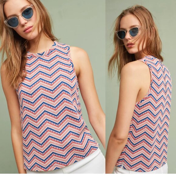 Anthropologie Postage Stamp Jacquard Tank with Back Zipper size L - Picture 13 of 13